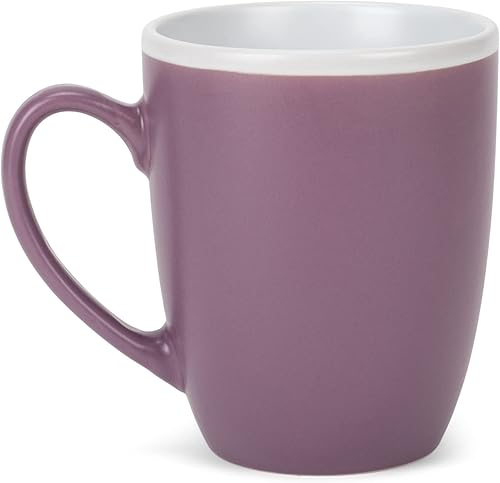 Miniatura 2 de Elanze Designs Juego de 4 tazas de cerámica mate de 16 onzas con interior blanco y morado
