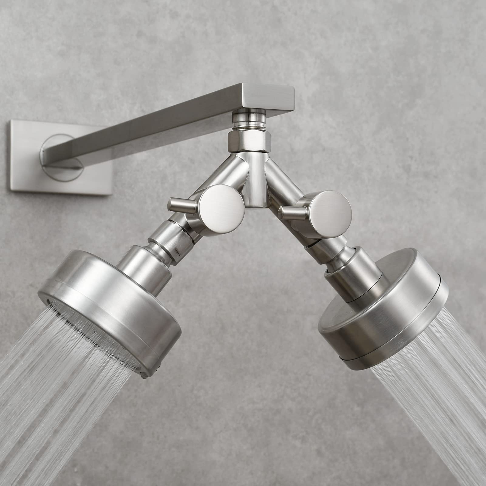 Tecmolog DSF014ANA Répartiteur en Y 2 voies 1/2" Adaptateur en laiton Vanne de dérivation Douche avec vannes d'arrêt Nickel brossé