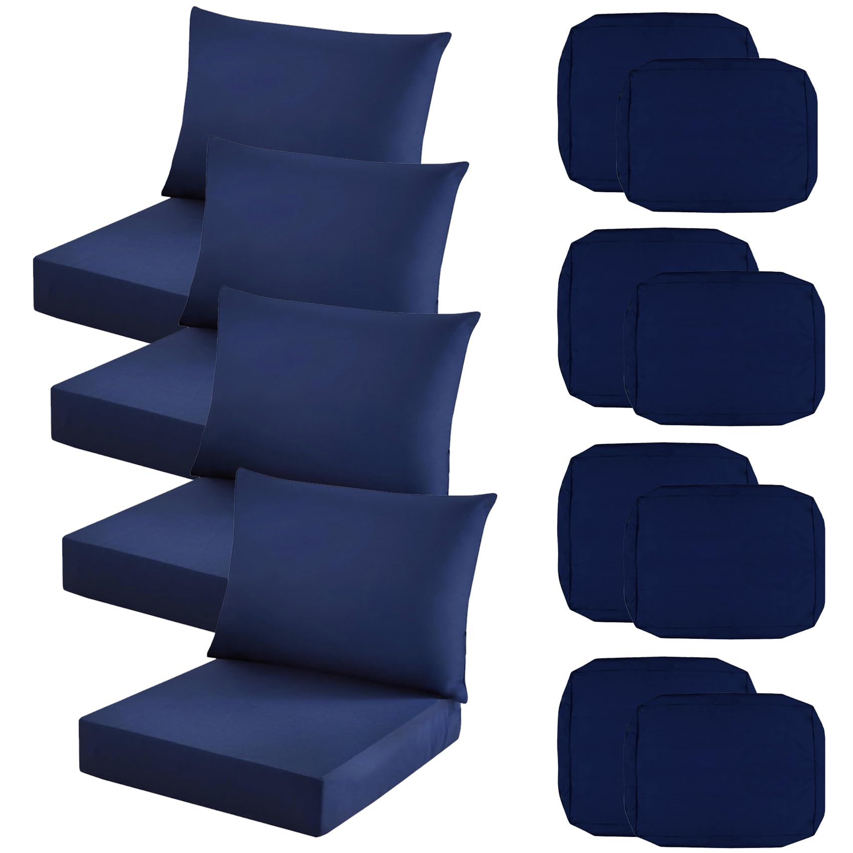 Outdoor Seat Cushion Cover Set of 4, Patio Cushion Covers Replacement Waterproof Backrest and Deep Seat Cushion Covers Set for Patio Furniture(24 x 20 Inch, 24 x 24 x 4 Inch, Navy)-image-33