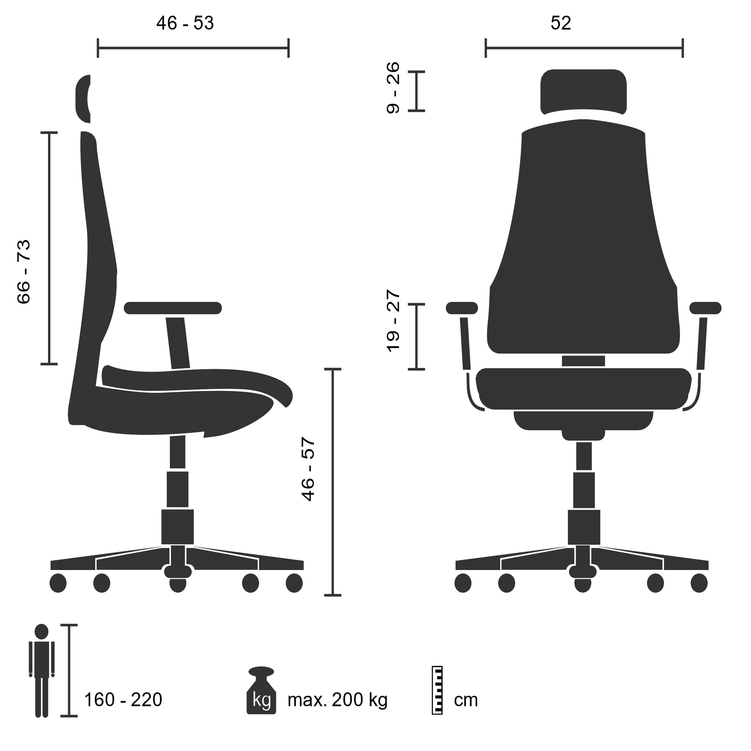 hjh OFFICE 608917 Profi Chefsessel RESISTIO XXL Stoff Bürostuhl ergonomisch, bis 200-kg belastbar, 24h Einsatz, Schwarz
