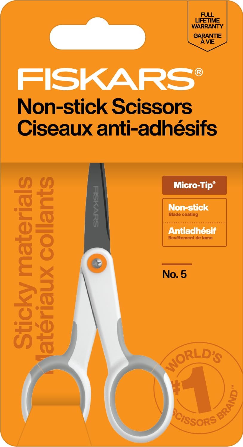 Product image of Fiskars Micro Trip Scissors, SoftGrip Precision Cutting Shears, Non-Stick Stainless Steel Blades, 5 inches