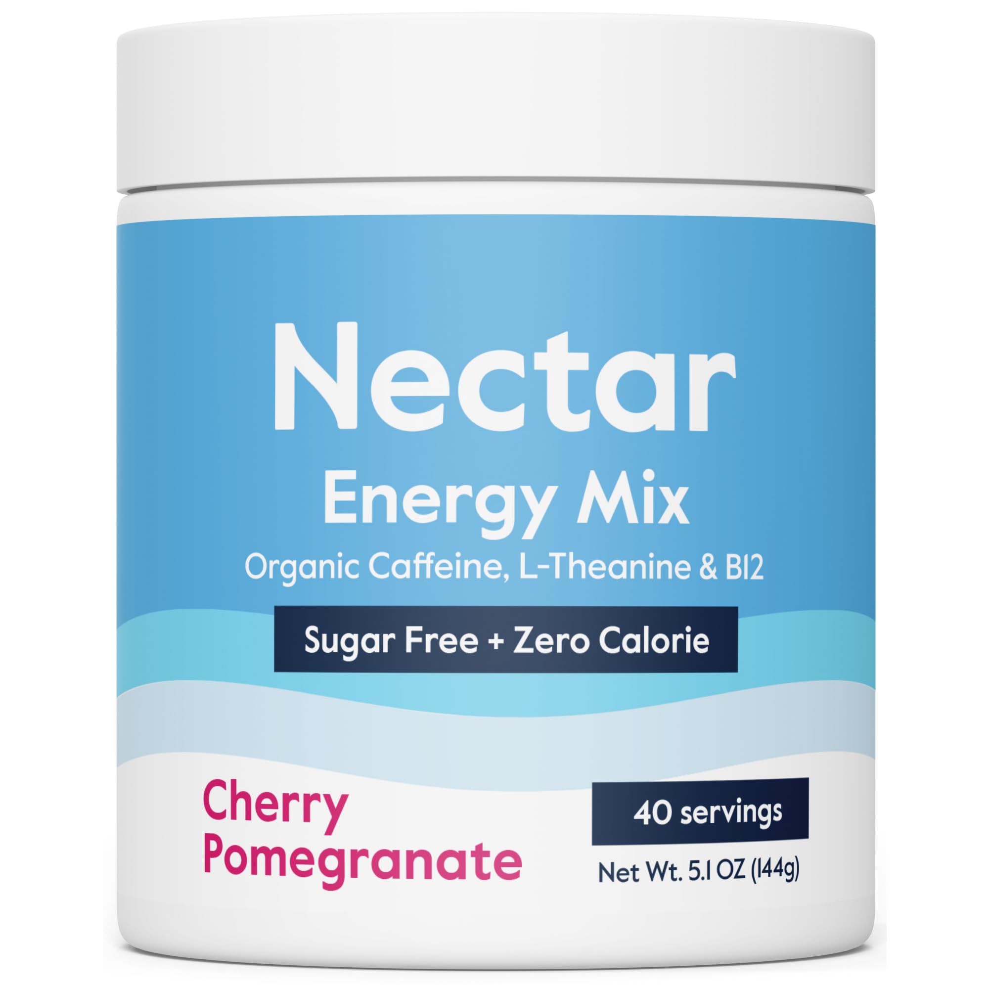 Nectar Energy Booster - Organic Caffeine, B12 & Electrolytes - Sugar Free & Zero Calorie – Healthy Coffee, Energy Drink & Soda Alternative – Hydration & Energy Supplement (Cherry Pom 40 Serving Tub)