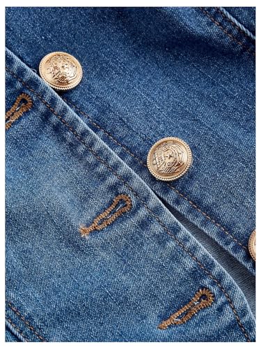 MakeMeChic Women's Denim Vest Top Summer Button Down Sleeveless Jean Jacket Crew Neck Waistcoat3