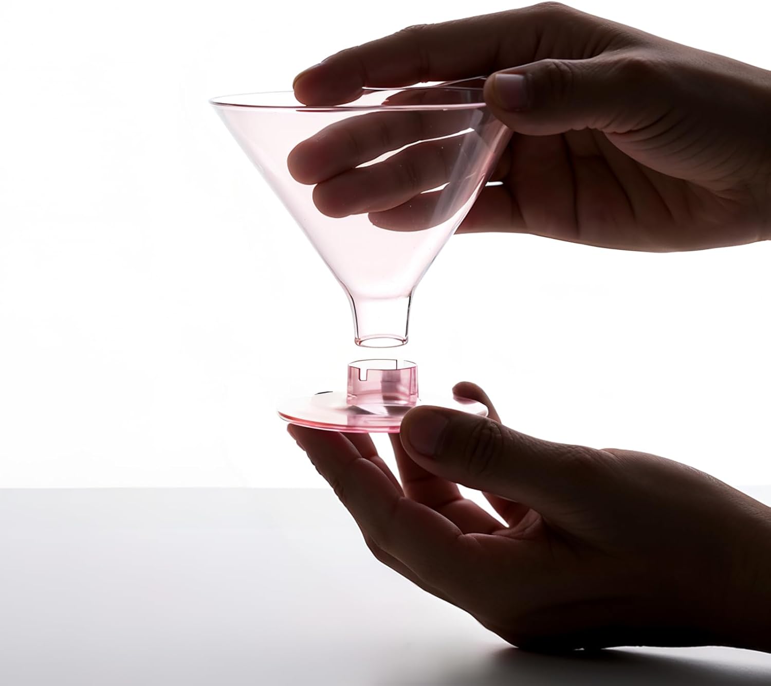 YOUBET 100 PCS Pink Plastic Martini Glasses - 5oz Disposable Cocktail Coupe Glasses for Parties & Gatherings & Weddings & Mother's Day & Valentine’s Day