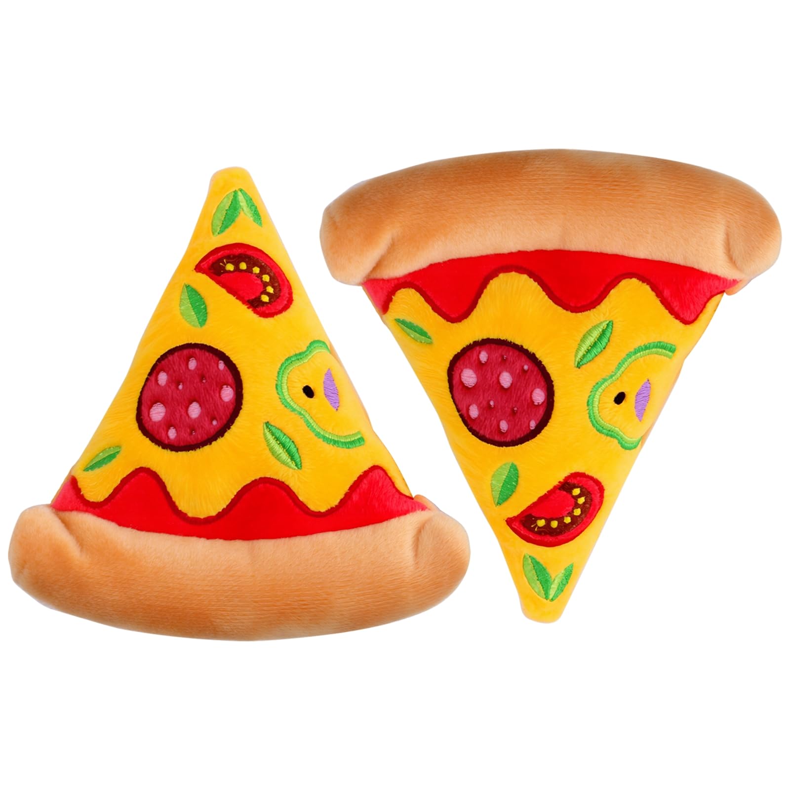 2 szt. Zabawka dla psa do pizzy w kształcie kawałków pizzy, interaktywna zabawka dla psa z dźwiękiem, miękka tkanina nylonowa, dla małych i średnich psów, zabawny wzór kawałka pizzy