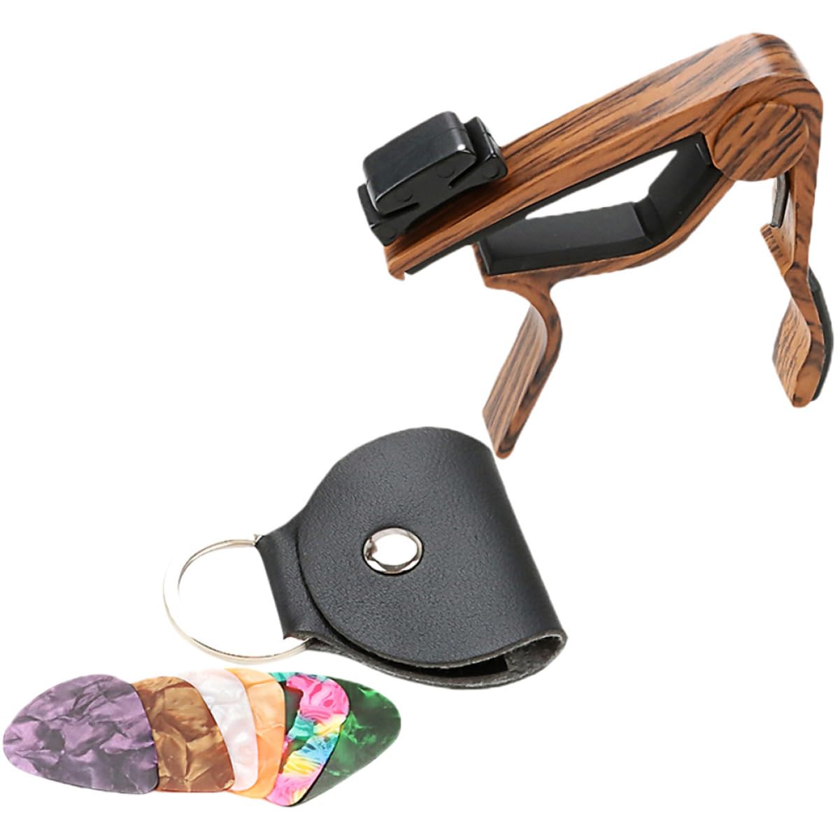 Toyvian 4 zestawy strojenia do gitary akustycznej, profesjonalny kapodaster do gitary akustycznej, profesjonalny kapo, kostka gitarowa, zacisk do gitary elektrycznej, gitara basowa, metal, banjo ABS