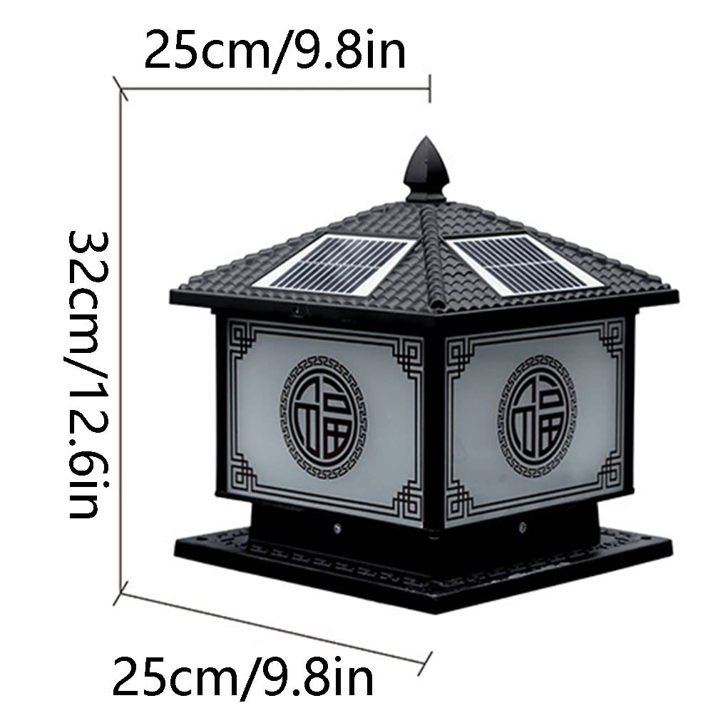 Lampa słupa słonecznego kwadratowa aluminiowa lampa ogrodzeniowa do bramy na zewnątrz ogród willa dziedziniec lampa filarowa retro odlewana ciśnieniowo lampa kolumnowa na taras ganek