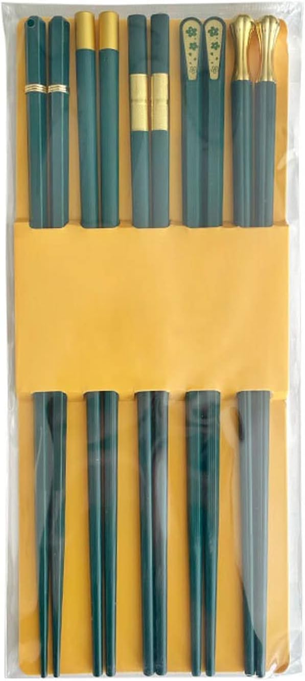 Chopsticks 5 Pairs of Chopsticks Reusable Metal Set Alloy Cutlery