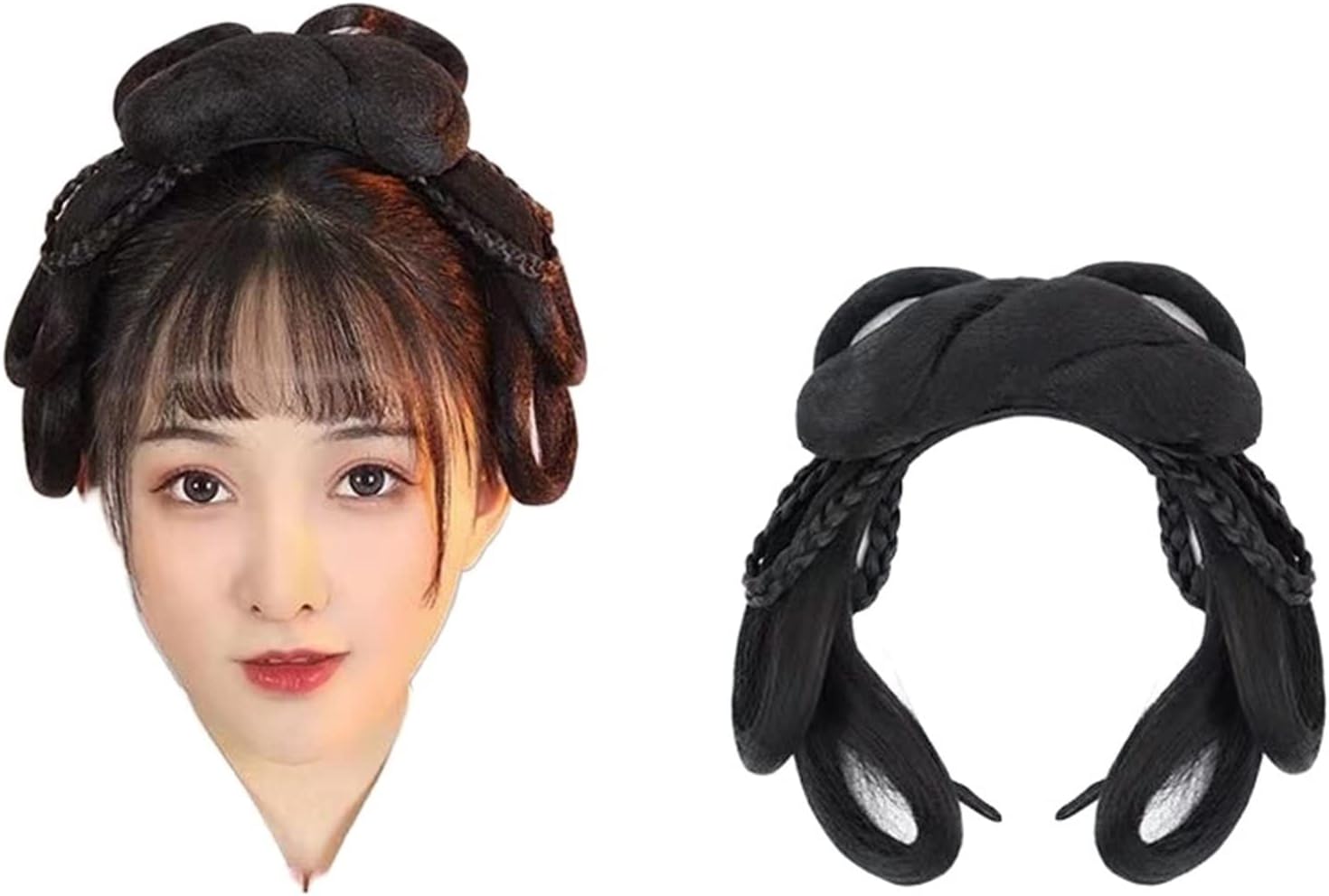 Women Traditional Chinese Style Hanfu Wigs Headwear Girls Stage Performance Headgear Ancient Oriental Headdress Cosplay Costumes (Color : Wig2)