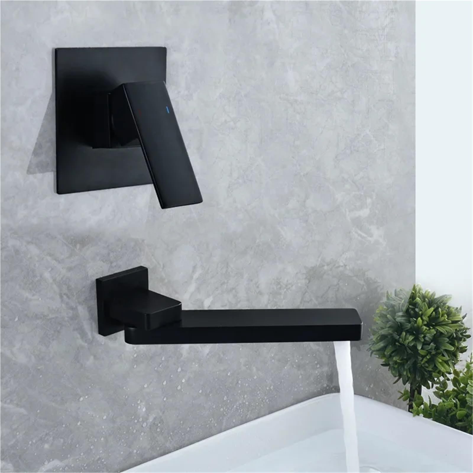 Rubinetti per vasca da bagno a parete, rubinetto per lavabo in oro spazzolato, rubinetto per bagno, rubinetto nero a parete, rubinetto per lavabo caldo e freddo, set di miscelatori per lavabo (color