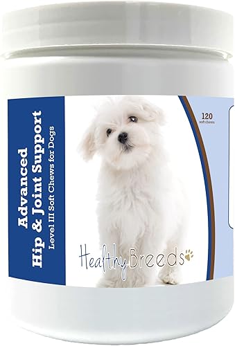 Healthy Breeds Maltese Advanced Hip & Joint Support Level III - Masticables suaves para perros, promueve una vida activa y cómoda con glucosamina,
