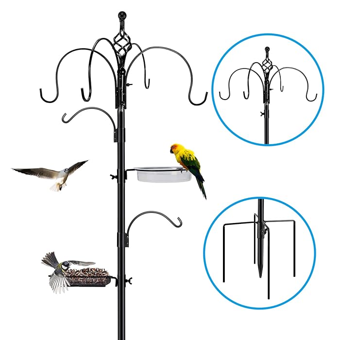 Buy Bird Feeding Station,75 inch Wild Bird Feeder Pole with Water Bath