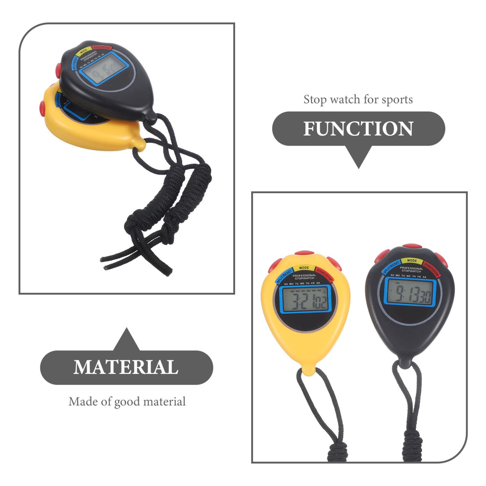 UKCOCO Cronometro Multifunzionale con Display per Sport E Allenamento Timer Portatile E Affidabile per Corsa E Fitness Include Laccetto per Facile Trasporto