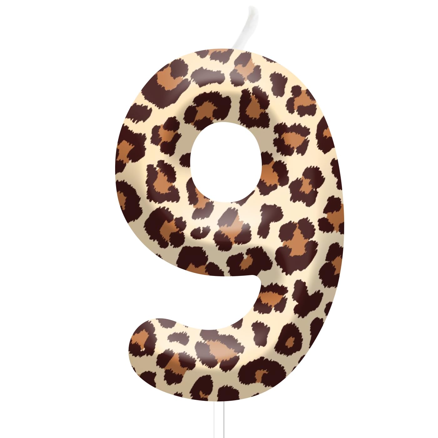 Number 9 Yellow Leopard Print Birthday Candles & Cake Topper - Cheetah Themed Candle Number Birthday Cake Decorations for Boys Girls Party Supplies,