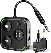 2026 Bluetooth 5.4 Transmitter & Receiver, 2-in-1 Wireless Adapter for Airplane & Headphone, Dual Link, Fast TX/RX Switch, Type-C, Battery Indicator, Built-in Mic & LED Light for TV/PC/Car