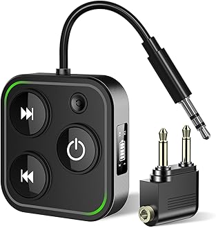 2026 Bluetooth 5.4 Transmitter & Receiver, 2-in-1 Wireless Adapter for Airplane & Headphone, Dual Link, Fast TX/RX Switch, Type-C, Battery Indicator, Built-in Mic & LED Light for TV/PC/Car