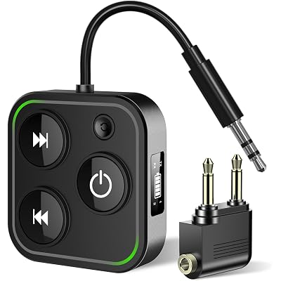 2026 Pro Bluetooth Transmitter Receiver for Airplane – 30H Playtime, aptX Low Latency Wireless Audio Adapter for Travel/TV/PC/Gym, Dual Link, Bluetooth Receiver for Car/Home Stereo, Built-in Mic