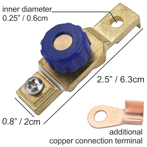 Miniatura 7 de ACBungji Interruptor de desconexión de batería Terminal negativo 6V 12V 24V Corte para motocicleta 80A, paquete de 2