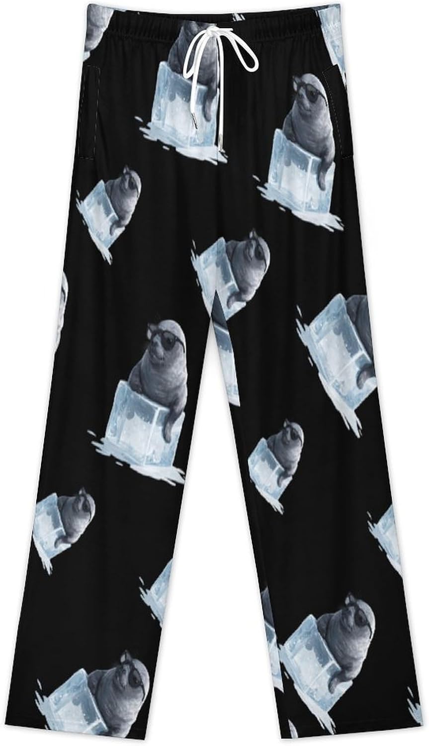 Funny Seal Print Lounge Pajama Pants for Men Print Loungewear Bottoms Sleepwear Pj Sleep Pant 5X-Large