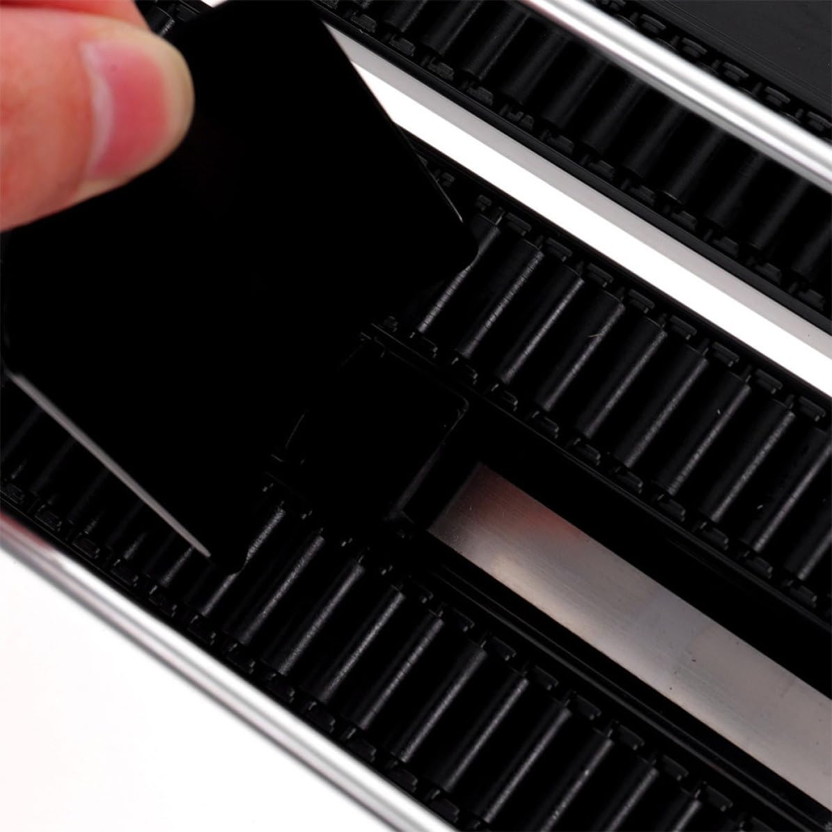 OSALADI 3 Piezas Empujador de Bebidas de Estantería Empujador de Reposición de Bebidas Abs y Acero Inoxidable Negro y Cosméticos para Refrigeradores y Congeladores