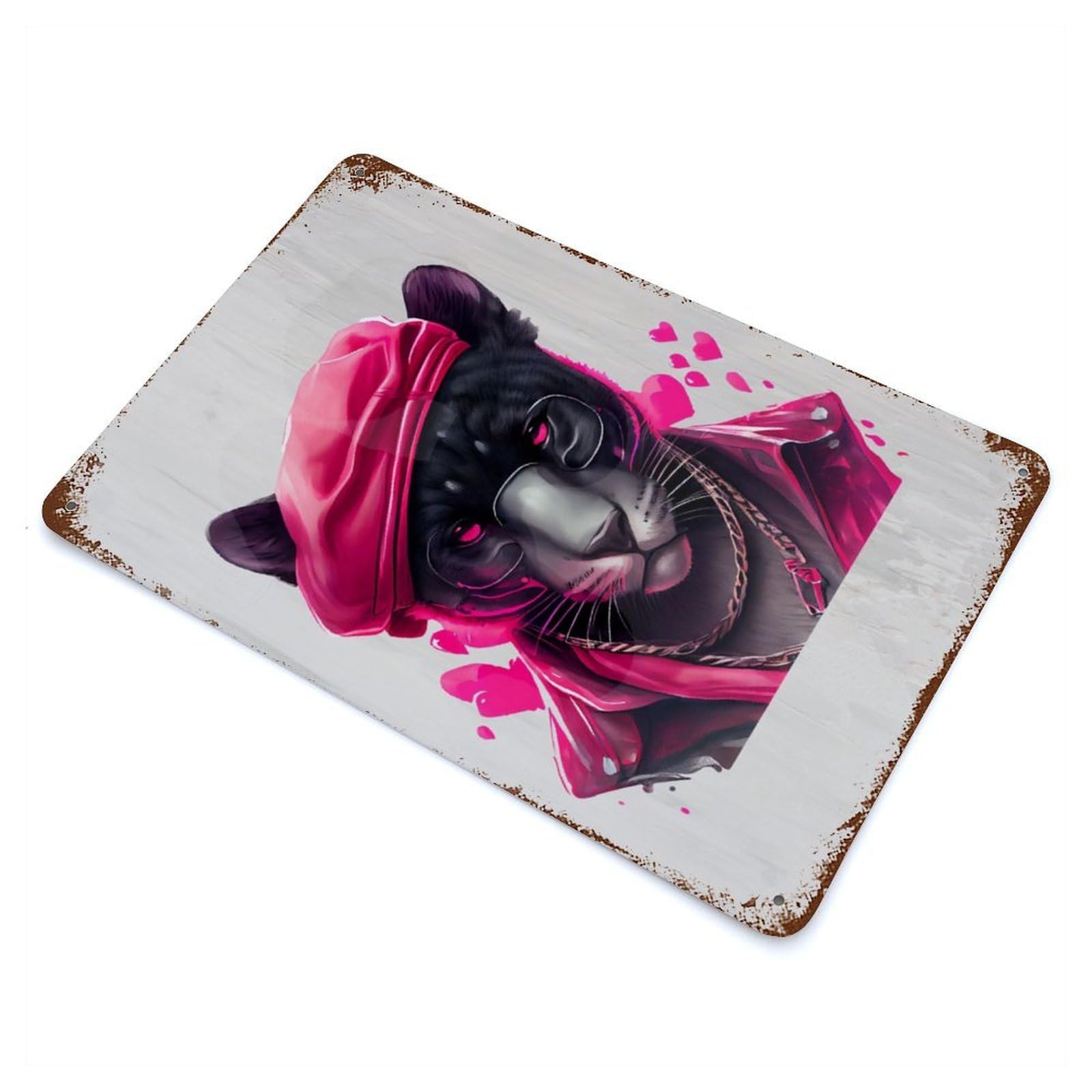 Gangster Panther Funny Rusty Metal Tin Sign 11.8"x7.9", Ideal for Patio, Garden Room And Bar Decor