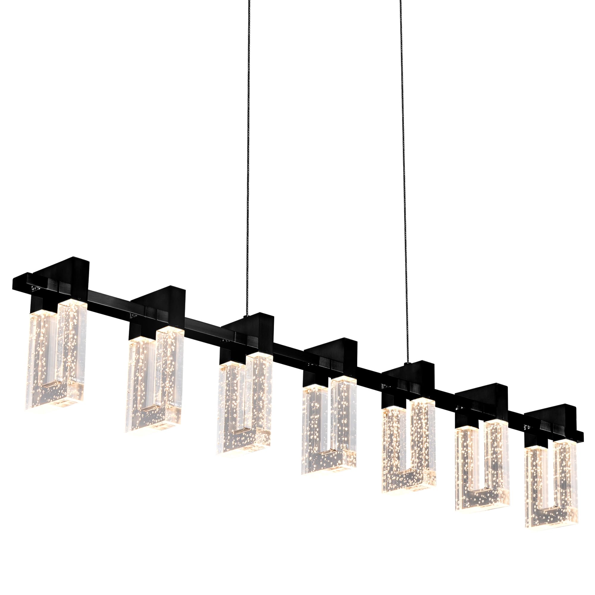 VONN Lighting Sorrento VAC3137BL 40" 7-Light Pendant Lighting Height Adjustable Integrated LED ETL Certified Linear Chandelier in Black