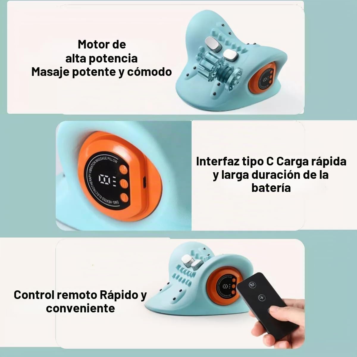 2025 Nuevo masajeador de cuello Hugterra, corrector de joroba de cuello Hugterra, intensidad de masaje de 6 niveles, masajeador de cuello portátil recargable 4d (1PC)