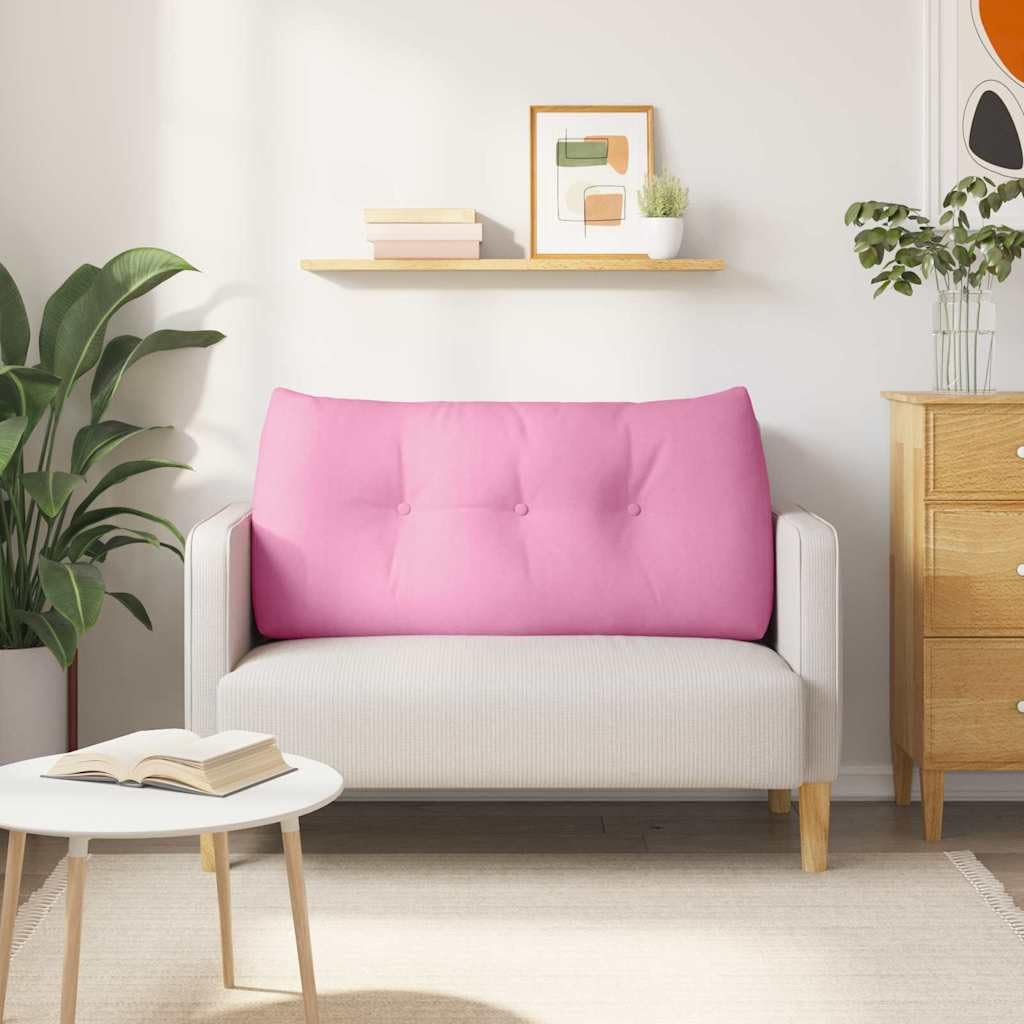 Rücken Kissen Rosa 100x24x50 cm Samt-Optik - Ergonomisches Lesekissen mit Knöpfen und Abnehmbarem Bezug - Großes Rückenkissen für Bett, Sofa und Home Office