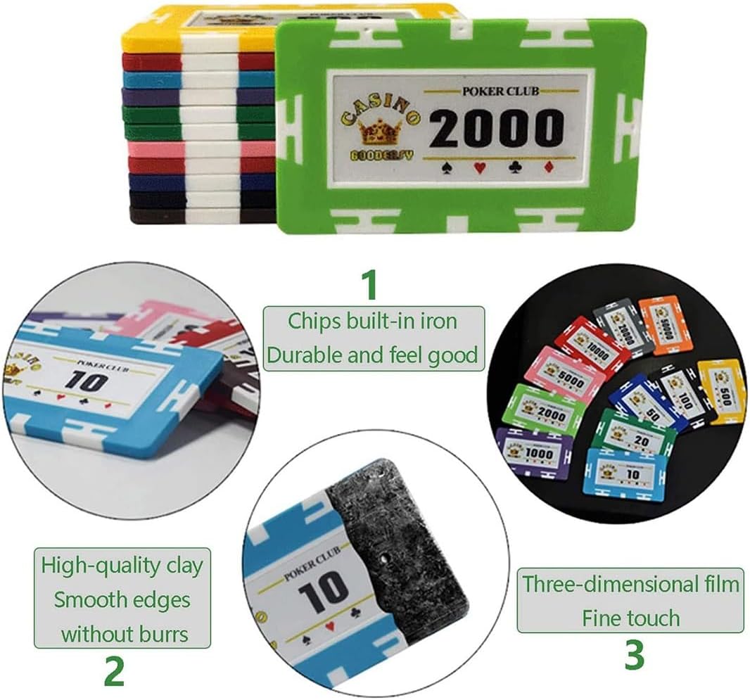 カードボードゲーム用ポーカーチップ、テキサスホールデム用ポーカーチップセット | プロフェッショナル ポーカー セット,ポーカーチッ  50個のプロフェッショナルポーカーチップヨーロッパ長方形29gカジノチップ粘土ポーカーチップテキサスホールデムブラックジャック ...