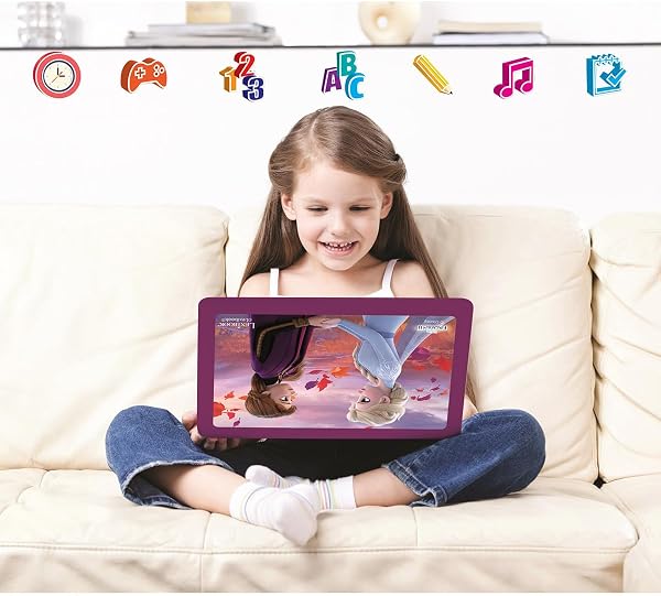Lexibook, Frozen, Ordenador Educativo y bilingüe en español/inglés, Juguete para niñas con 124 Actividades para Aprender, Jugar y Escuchar música con Elsa y Anna, Azul/Púrpura, JC598FZi2 - 5