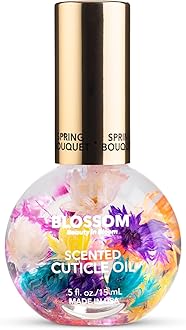 Blossom Cuticle Oil for Nails, Hydrating, Moisturizing, Scented Nail Oil Cuticle Care, Infused with Real Flowers, Made in USA, 0.5 fl. oz, Spring Bouquet