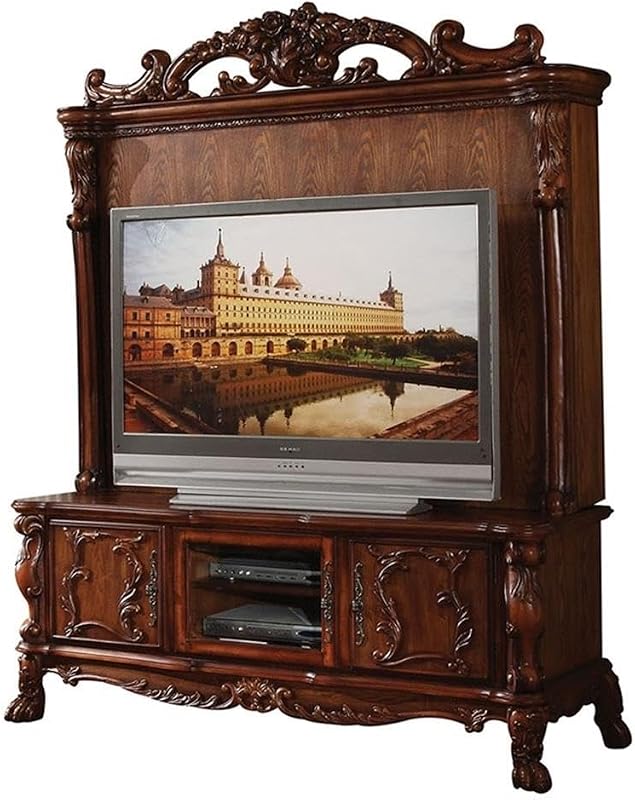 Acme Dresden Entertainment Center, Cherry Oak Finish