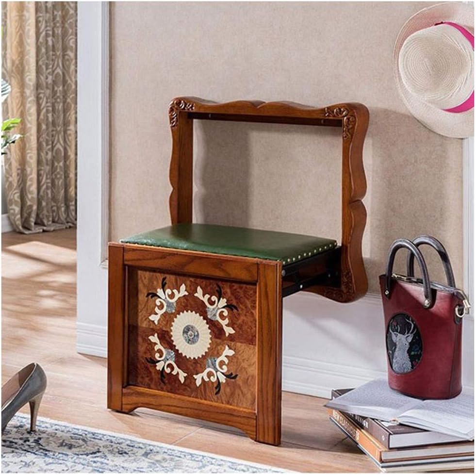 folding wall table,Wall Mounted Seat,Wall-Mounted Folding Chair Solid Wood Wall Chair and Shoe-Changing Stool Strong Load-Bearing Capacity Suitable for Scenes Living Room-Bedroom-Aisle-Bathroom(Wood G