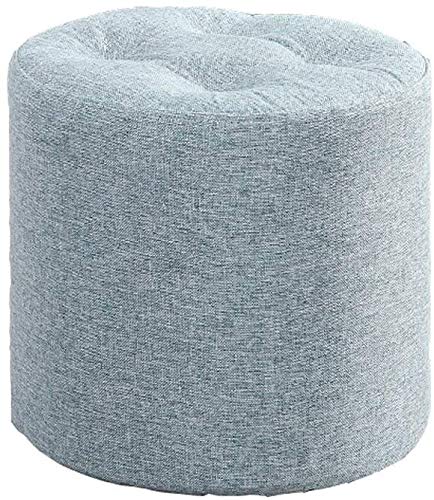 Tabouret de maison déhoussable en tissu lin repose-pieds de salon moderne cyan
