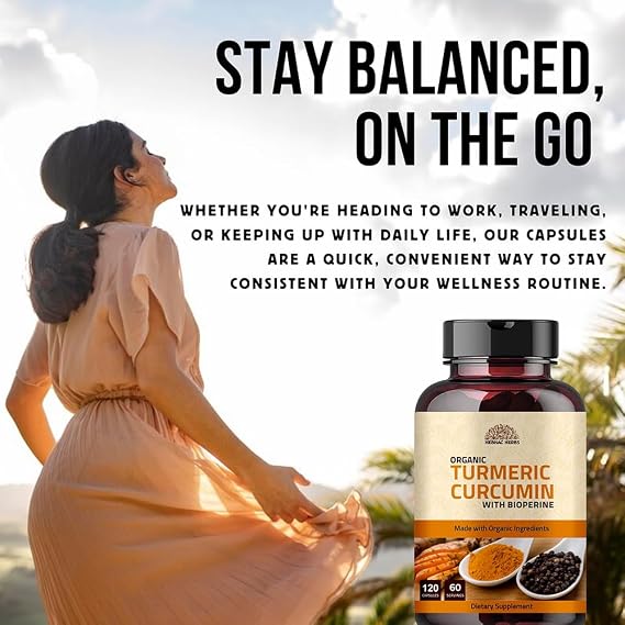 Turmeric Curcumin with Black Pepper Capsules - 1000mg (120 Capsules) Organic Turmeric Curcumin with BioPerine Black Pepper Extract