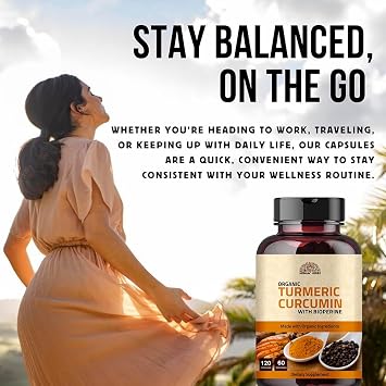 Turmeric Curcumin with Black Pepper Capsules - 1000mg (120 Capsules) Organic Turmeric Curcumin with BioPerine Black Pepper Extract