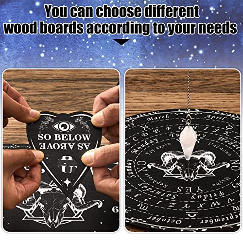 Pendulum Dowsing Divination Board With Amethyst Set Metaphysical Message Board Crystal Dowsing Pendulum Necklace Wooden Board Talking Board With Planchette For Wiccan Supplies (Skull Style) #TOP4