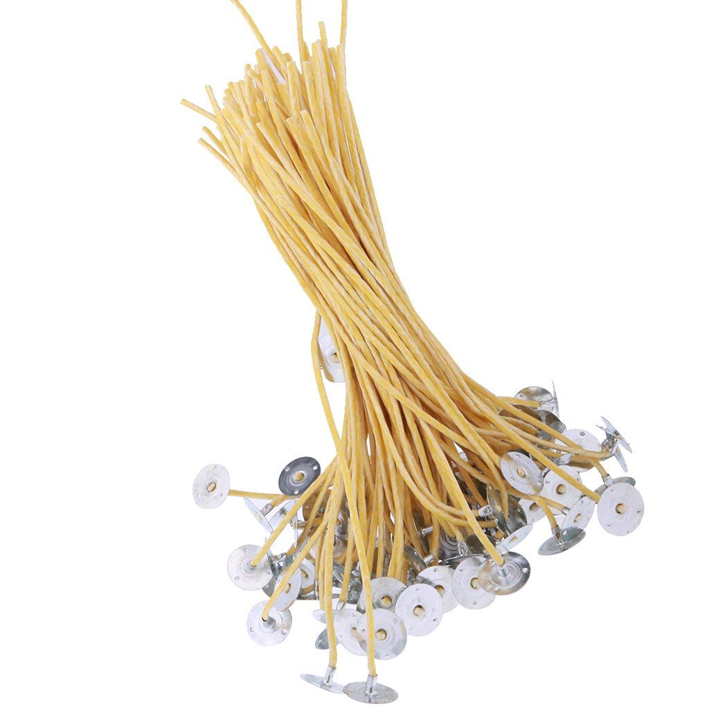 Sitrda (50 Pcs) 20Cm - Beeswax Candle Wicks Pre Waxed With Sustainers For Handmade Candle Making Crafts