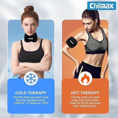 Miniatura 5 de Envoltura de hielo para el cuello, calmante para el dolor de cabeza cervical, gel reutilizable de terapia fría y caliente, almohadilla de