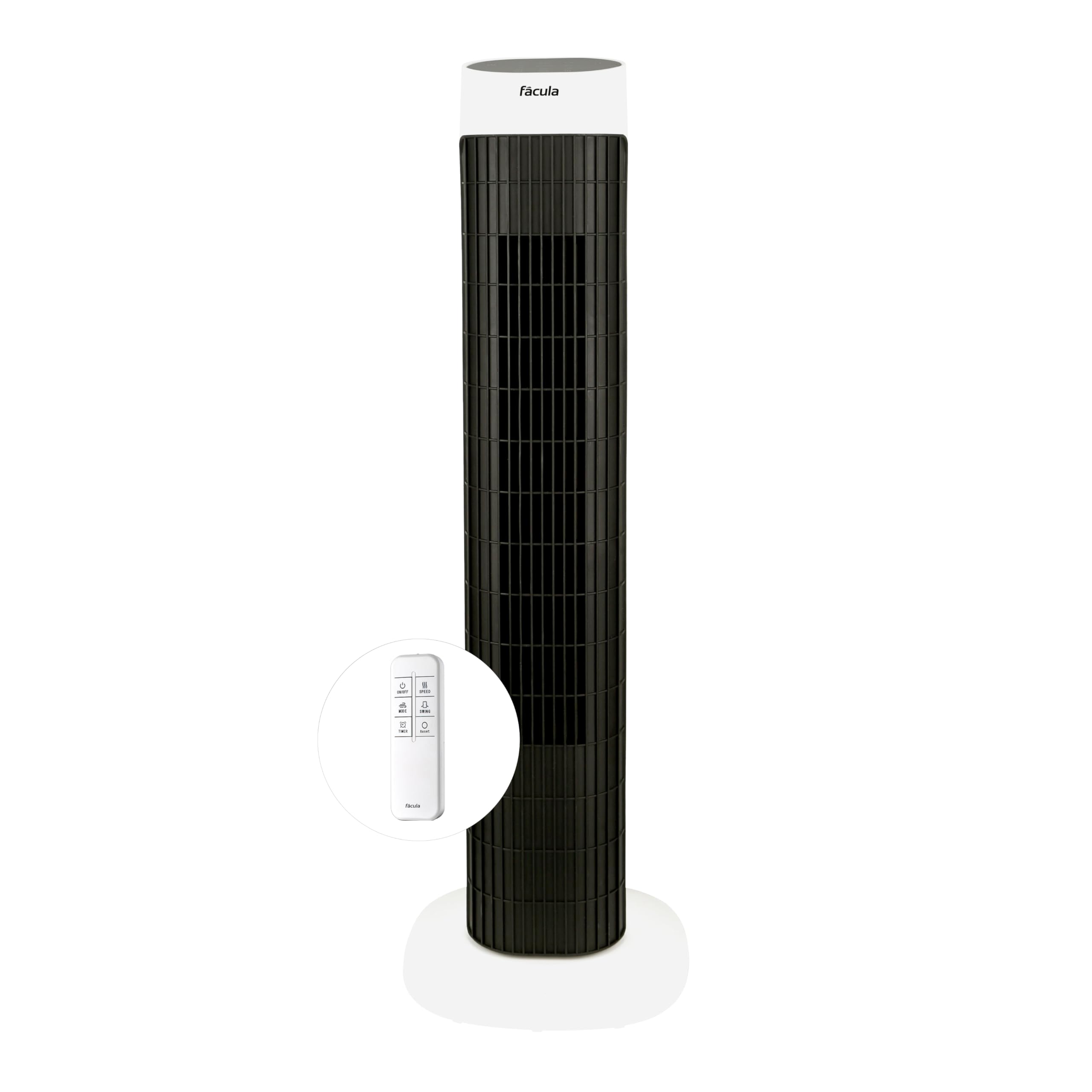 facula - Ventilador de Torre Digital Oscilante Rok 45w | 3 modos | 3 velocidades | Temporizador | Mando a distancia