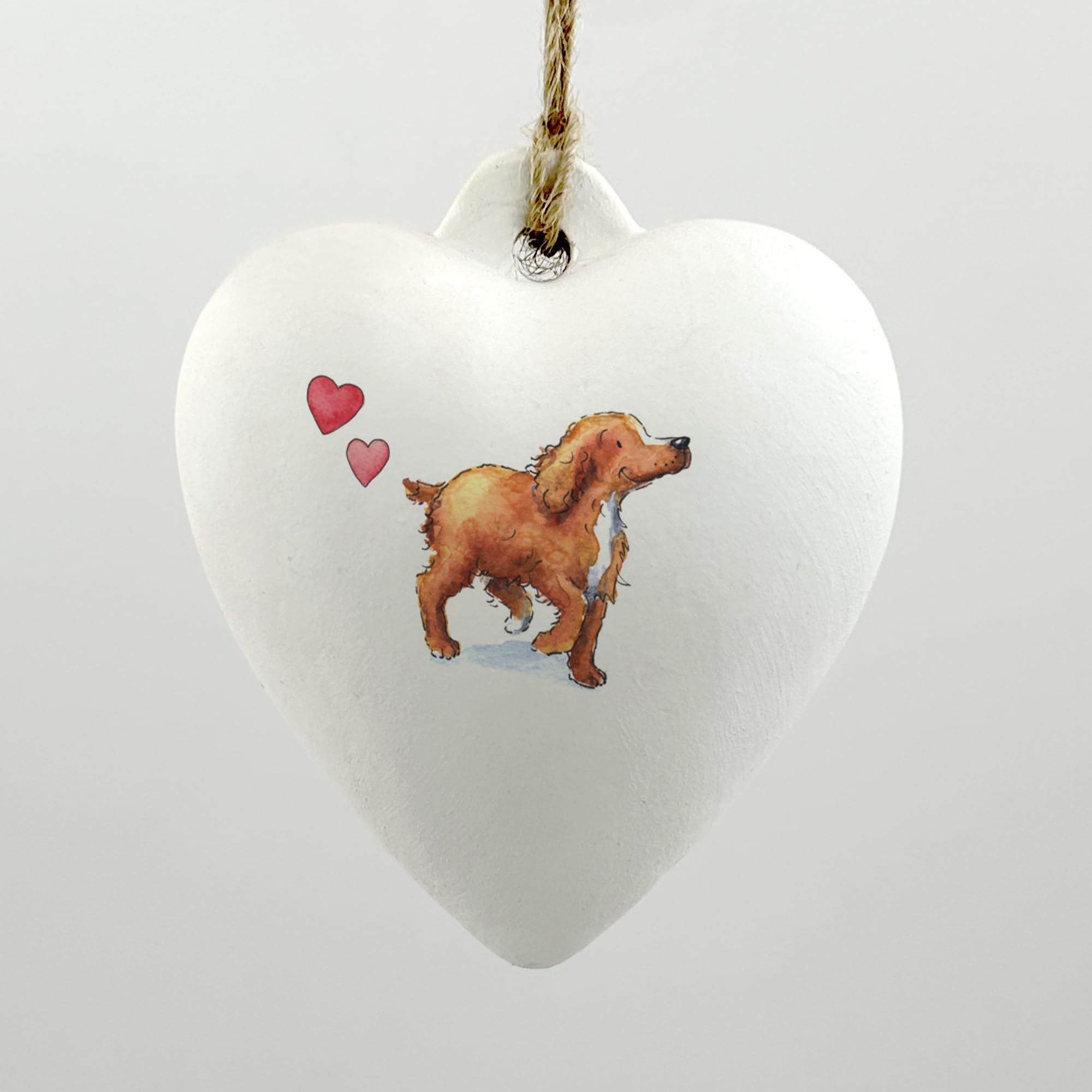 Image Industry Working Cocker Spaniel Red Ceramic Heart Bauble - Dog Lovers - Gift for the Home - Hanging Ornament