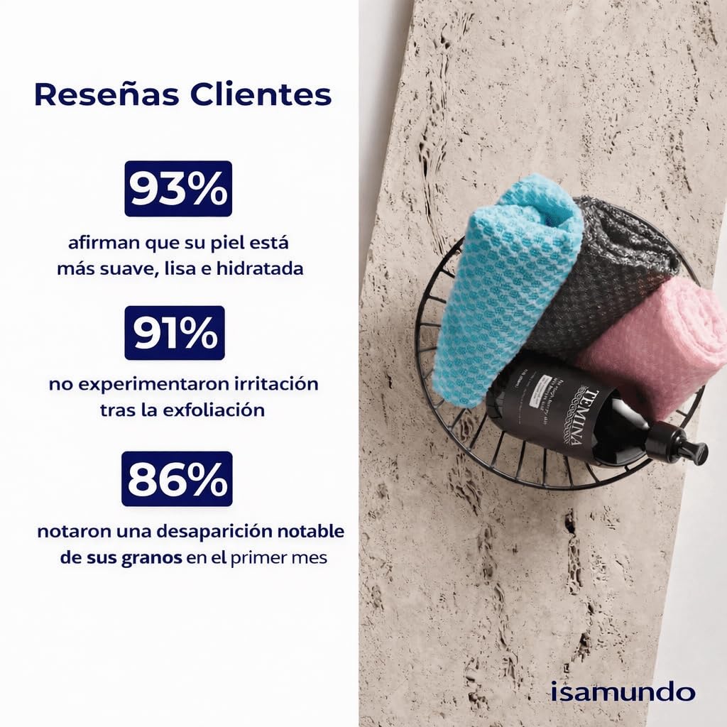 isamundo toalla exfoliante, antibacteriana para ducha con fibras de carbón de bambú y plata natural, toalla exfoliante japonesa suave de secado rápido para espalda cuerpo