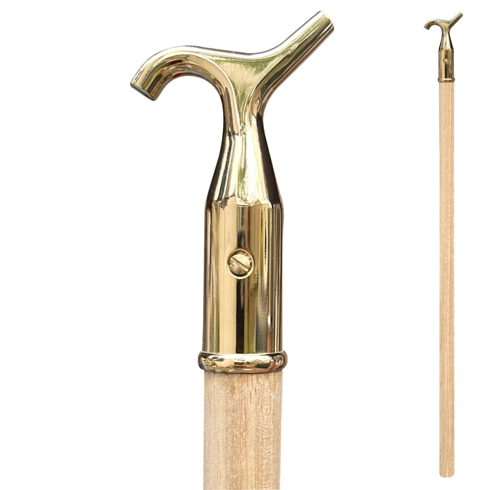 Window Pole Hook Opener for Sash, Compatible with VELUX® Windows, Sash Attic Loft Blinds Skylight, Fanlight (Polished Brass)