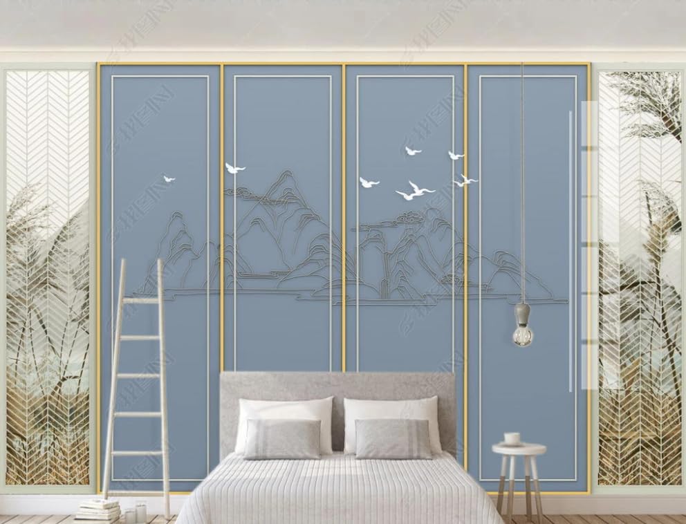 Papier peint intissé paysage doré pour masquer les défauts du mur