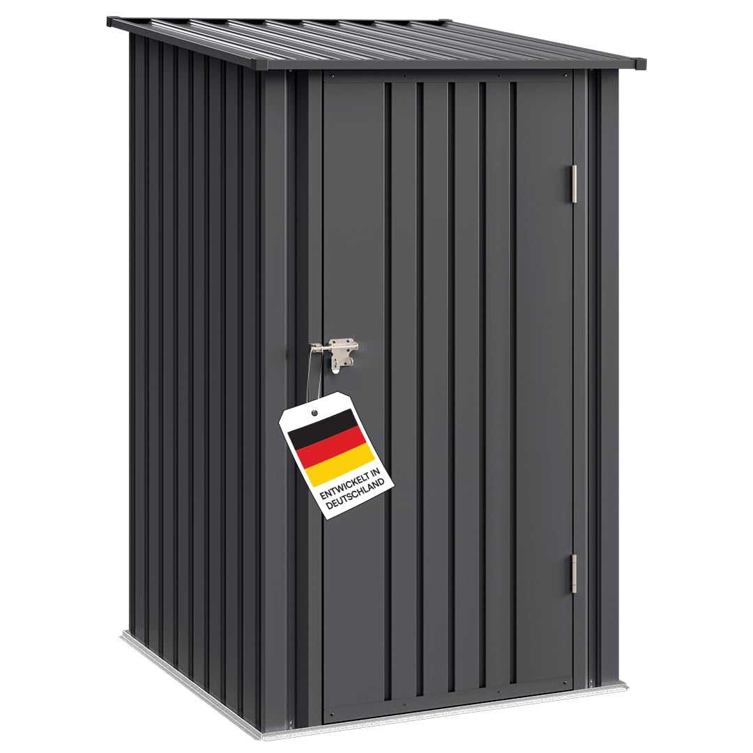 STEELSØN Timir Gerätehaus Metall – Geräteschuppen mit Pultdach – Gartenhaus 160x103x100cm (HxTxB) – Gartenschuppen Anthrazit – Gartenhütte Zinkstahlrahmen – Gerätehütte rostfrei – Schuppen Garten