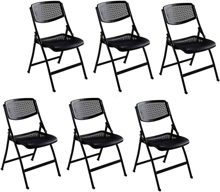 Folding Chair Packof 6 with Metal Frame Modern Minimalist Office Chair Training Chair (Color : White) Colour:White (Color : Black)