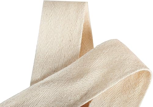 Miniatura 4 de Abbaoww Cinta de Sarga de Algodón de 50 Yardas 34 Pulgada, Cinta de Tejido Natural Suave en Espiga para Costura Manualidades DIY, Beige