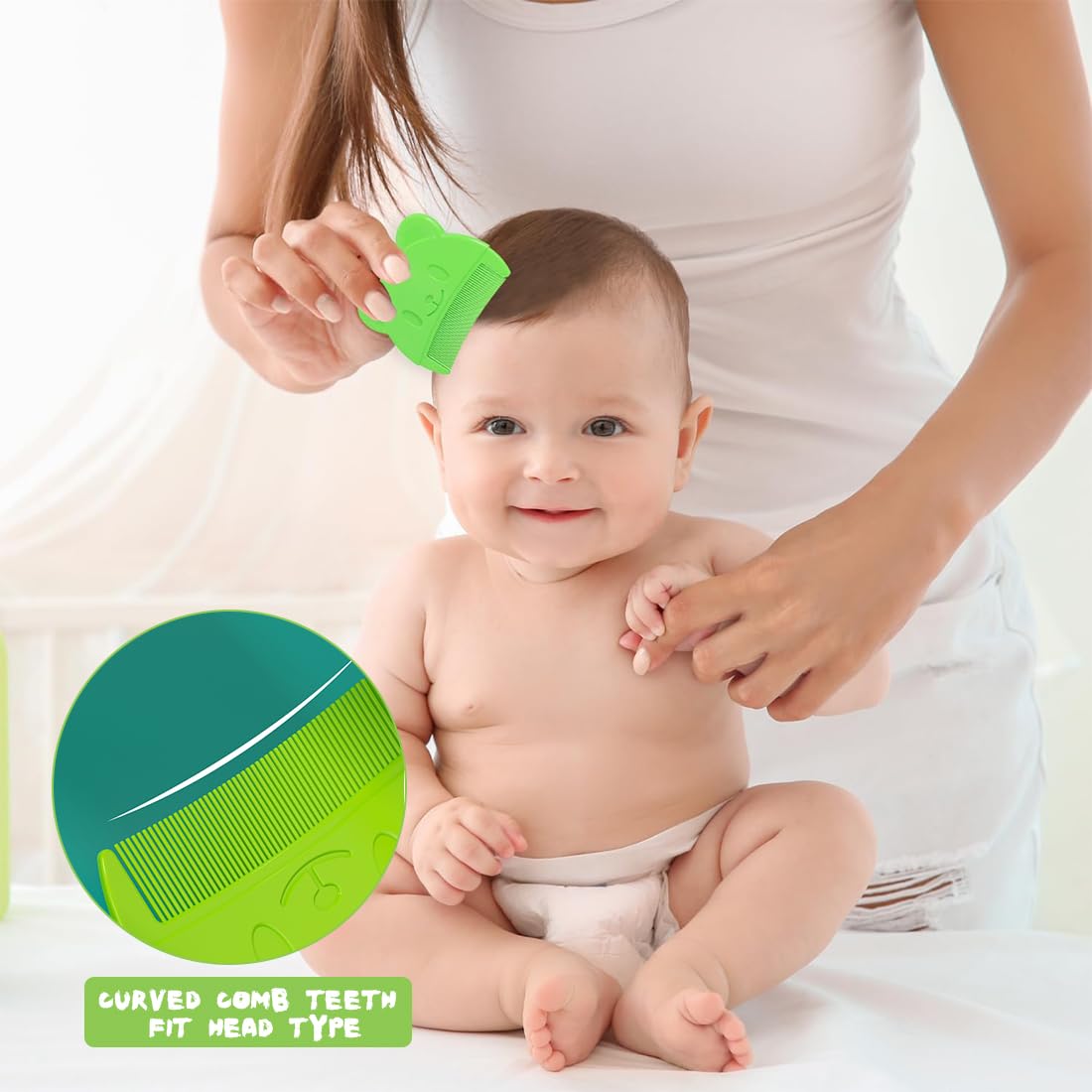 Brosse et peigne pour croûtes de lait (2PCS) - Brosse en silicone pour le bain de bébé, Peigne à Cheveux pour Bébé, Peigne à cheveux sensoriel doux avec poils doux en silicone Outil de bain (Vert)