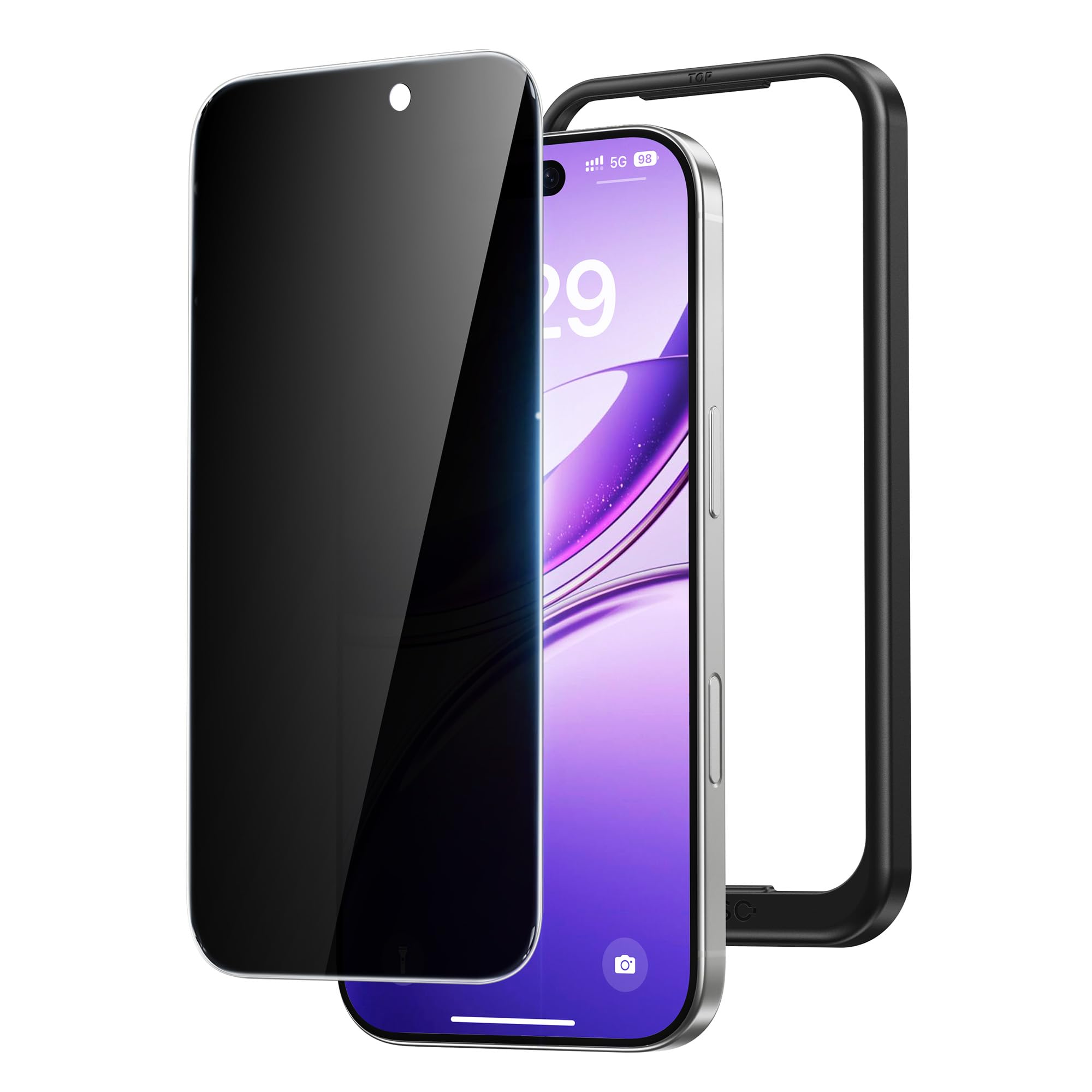NIMASO 覗き見防止 iPhone 17 Pro 用 ガラスフィルム 液晶保護 のぞき見防止 強化ガラス フィルム 高感度タッチ ガイド枠付き 1枚セット いPhone17Pro（6.3インチ）対応 DSP25F1693