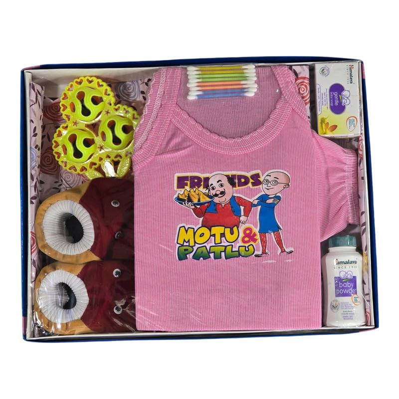 Ambika Stores Readymade Newborn Gift Set - 6 Pcs (Pink) Baby Gift Hamper Set for 0-6 Months, Baby Shoe, Toy, Ear Buds, Shop, Lotion, Skin-Friendly Baby Clothes, Chemical-Free Dyes-image-15